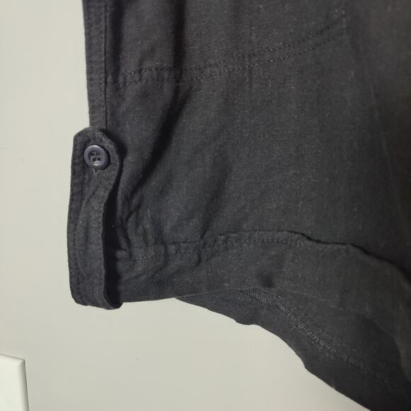 AB Studio Women's Sz 16 Black Linen Blend Shorts Roll Cuff Lightweight - Picture 4 of 6
